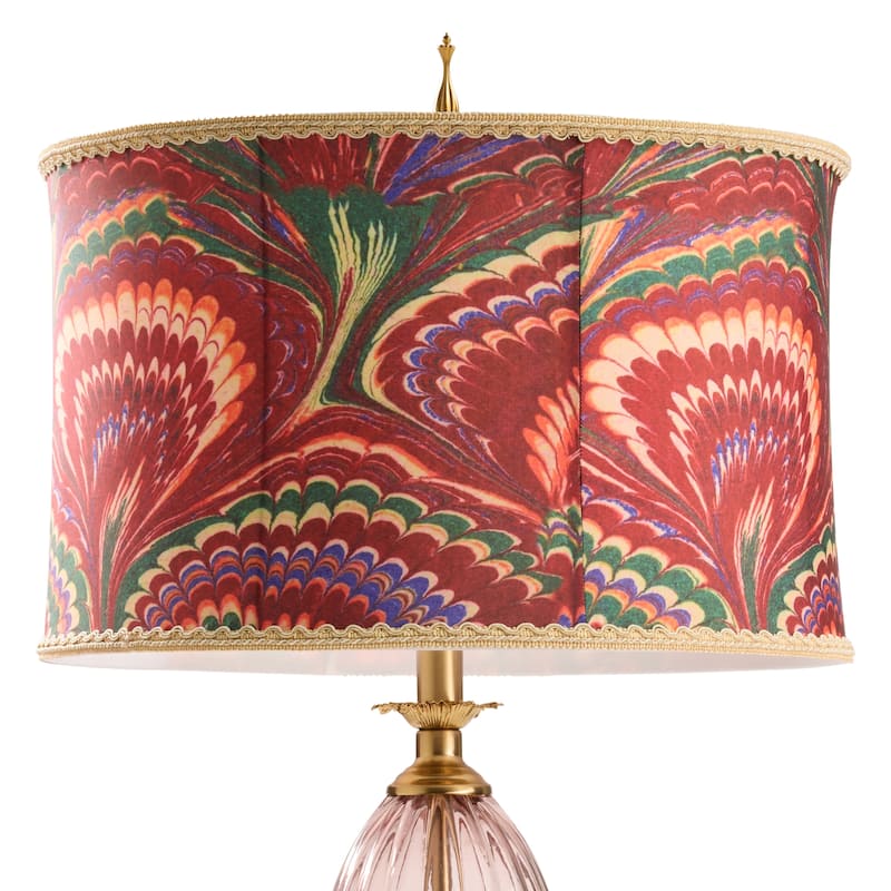 Lila River of Goods Pink/Gold Metal and Glass Drum Shade 31.5-Inch Table Lamp - 17" x 17" x 31.5"