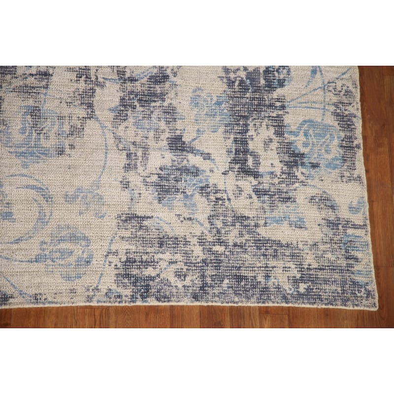 Ivory Abstract Rug Hand-Knotted Wool Carpet - 7'9"x 9'8"