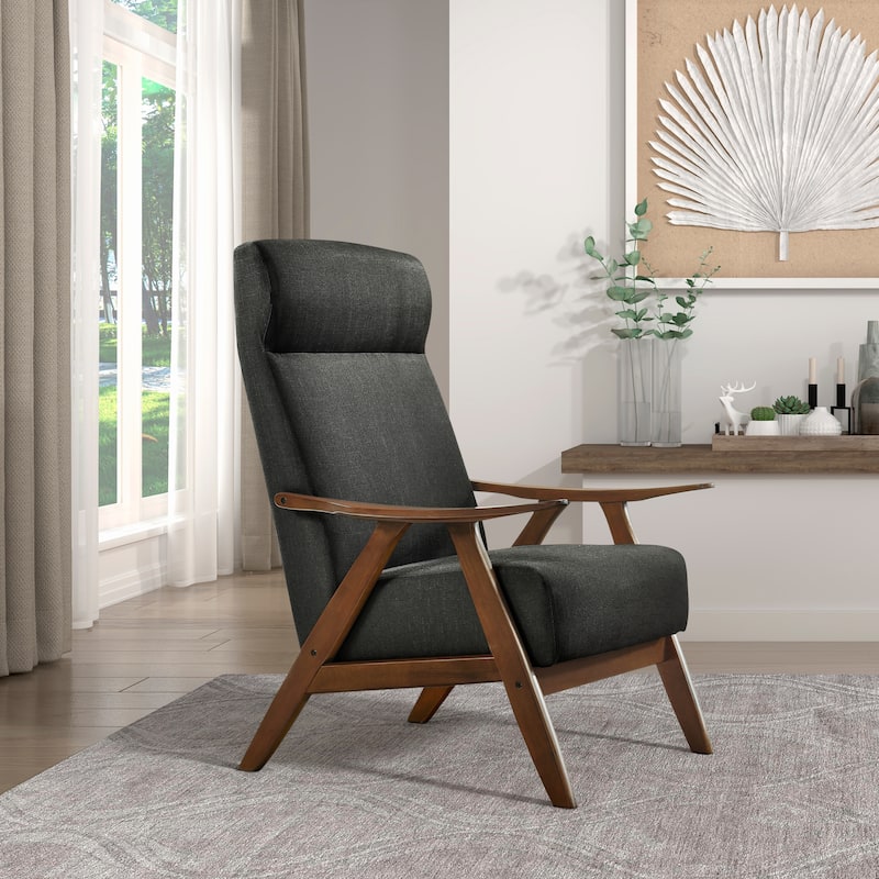 Walnut Finish Solid Wood High-Back Accent Chair