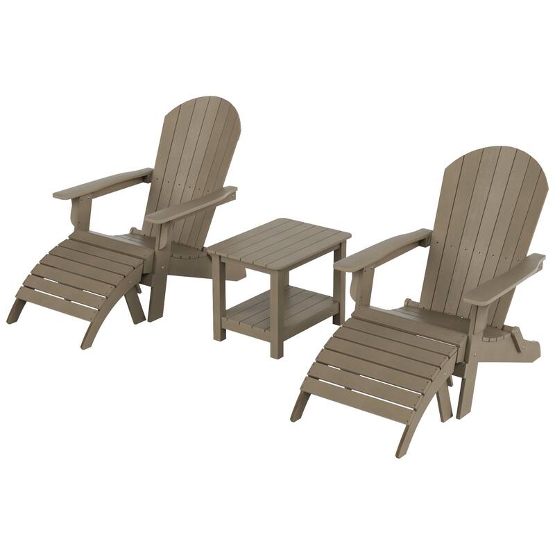 Vineyard HIPS Outdoor Folding Eco-Friendly All Weather Seashell Adirondack Chairs (5-Piece Conversation Set)