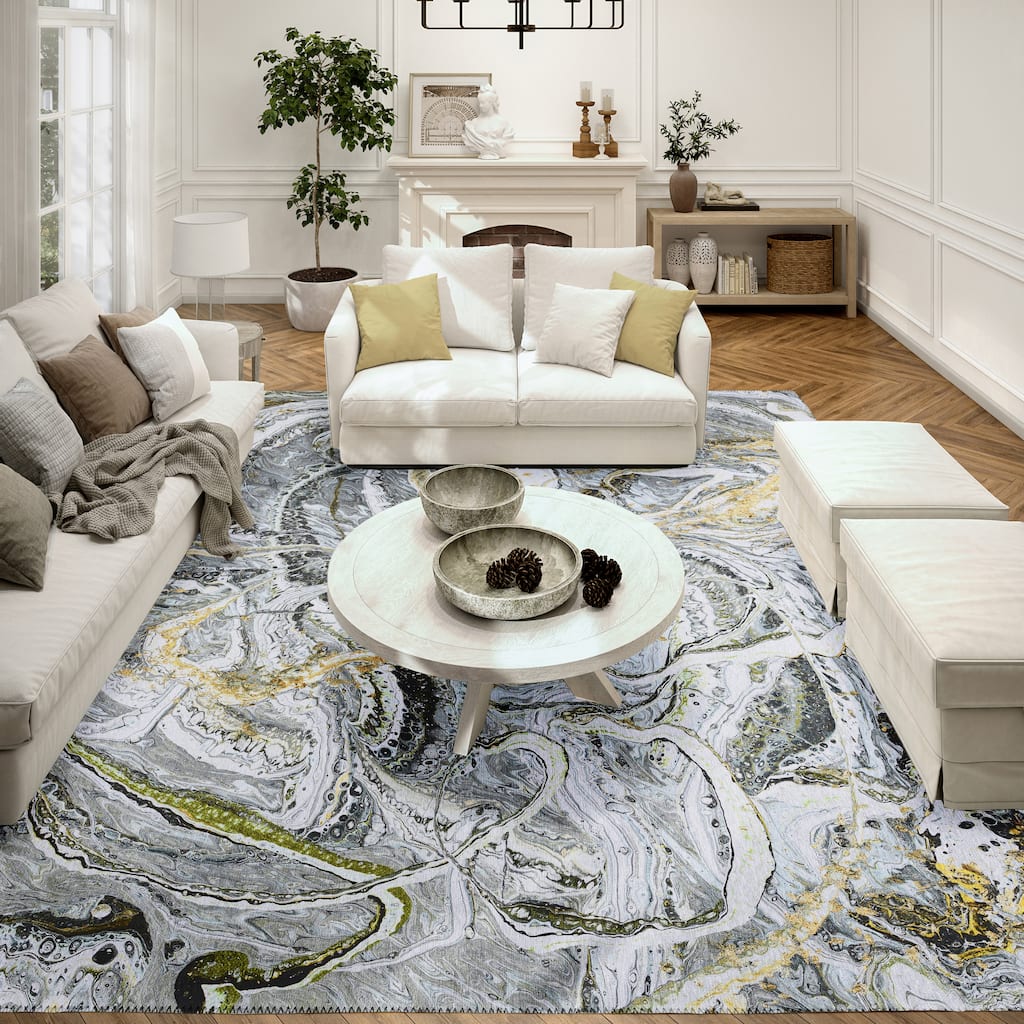 Indoor/ Outdoor Addison Karina Abstract Washable Area Rug