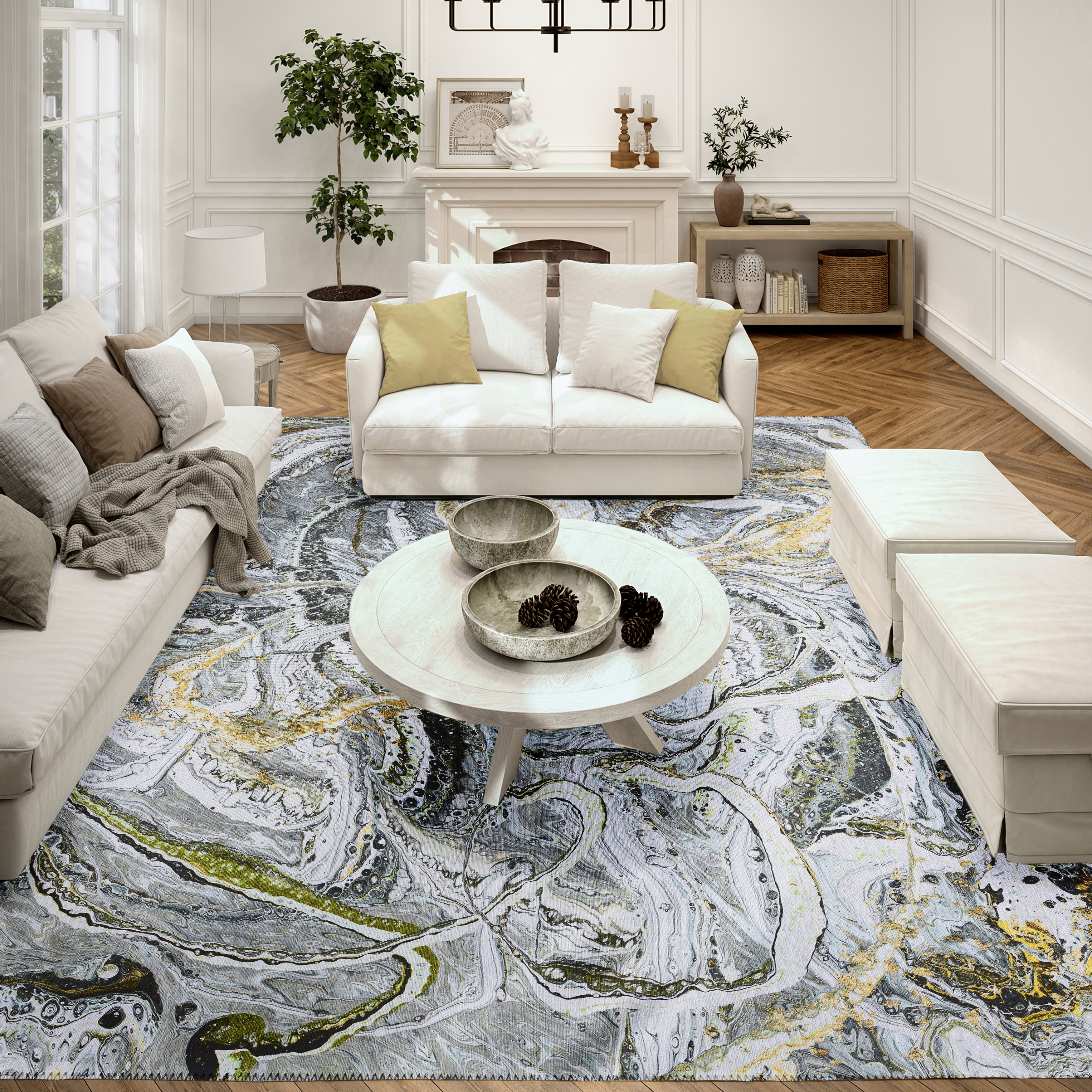 Indoor/ Outdoor Addison Karina Abstract Washable Area Rug