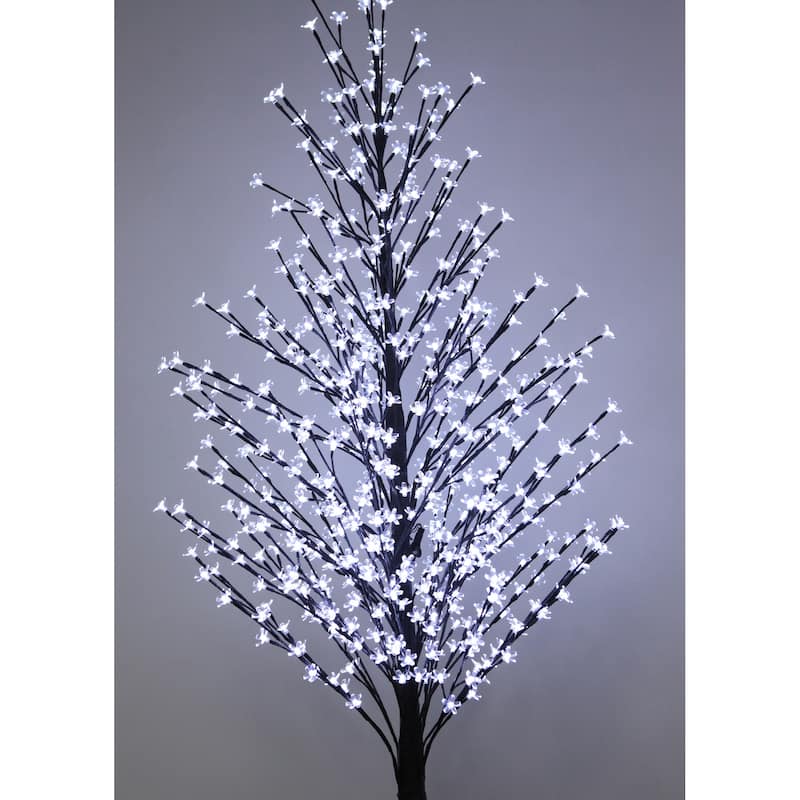 Floral Lights - Outdoor Cherry Blossom Tree 576 White LED With Control - Black - Large