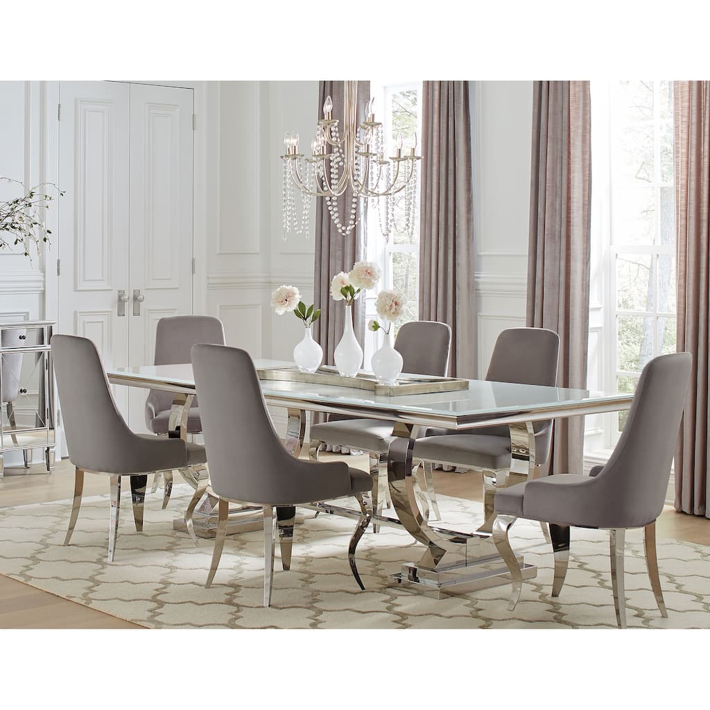 Antoine Rectangular Glass Top Dining Table Set