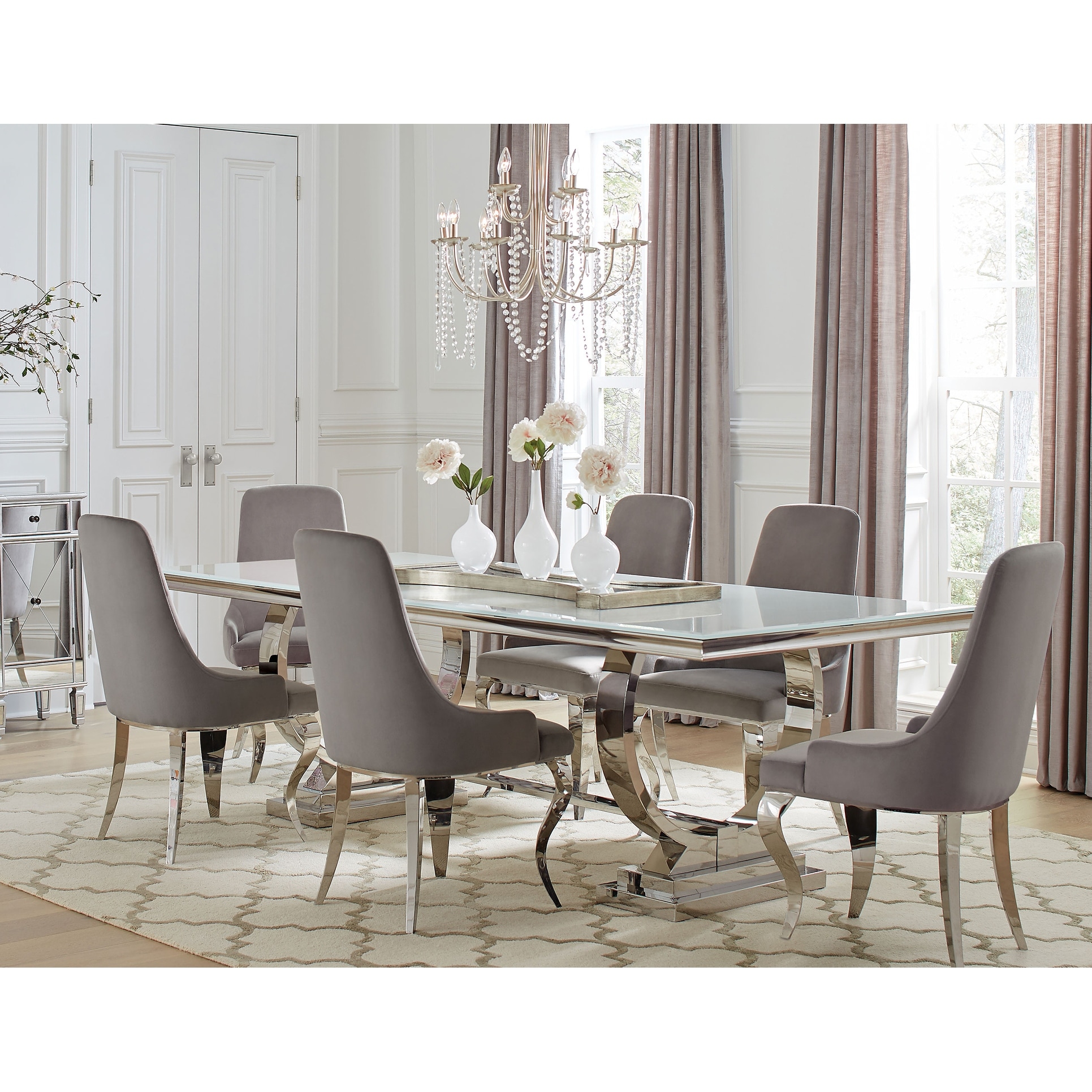 7 piece round best sale glass dining set