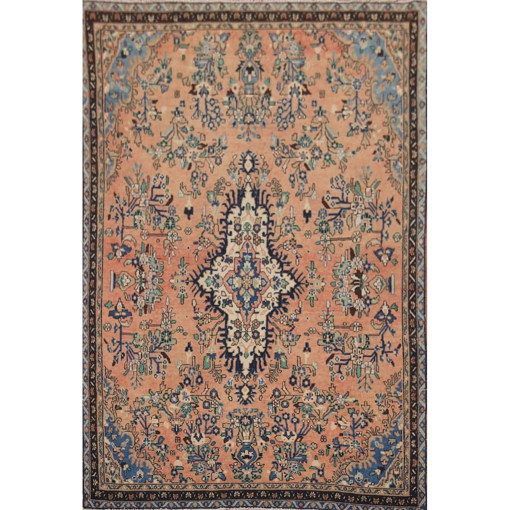 Hamedan Persian Vintage Rug Hand-Knotted Wool Carpet - 6'8" x 9'6"