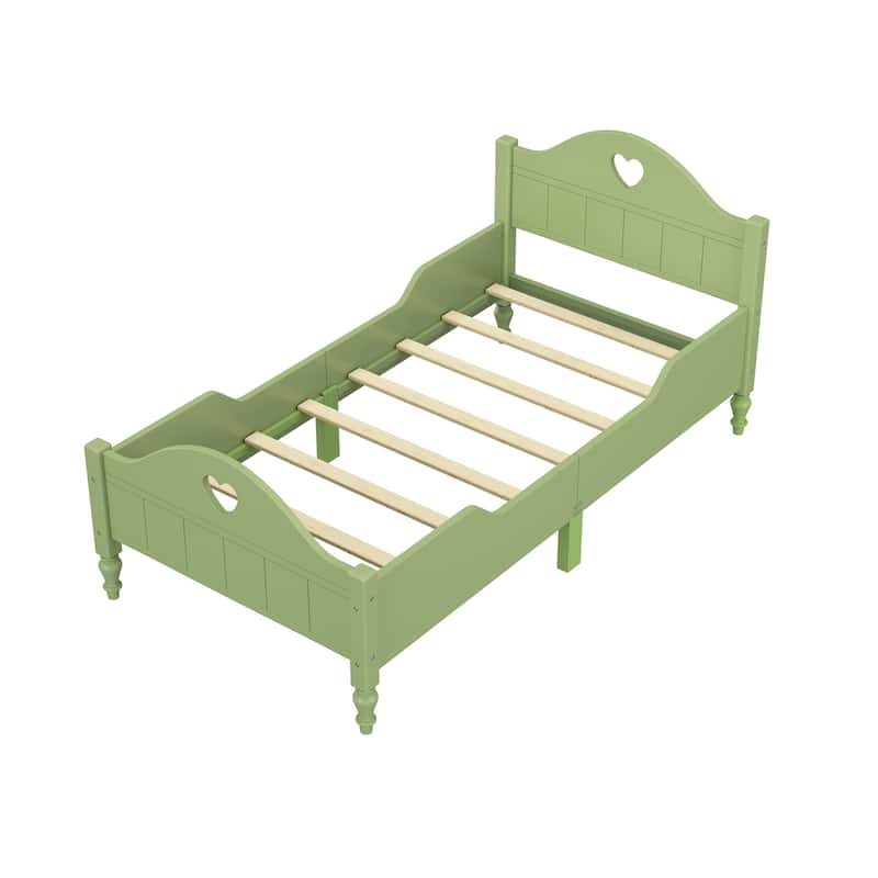 Twin Size Toddler Bed with Side Safety Rails and Headboard and