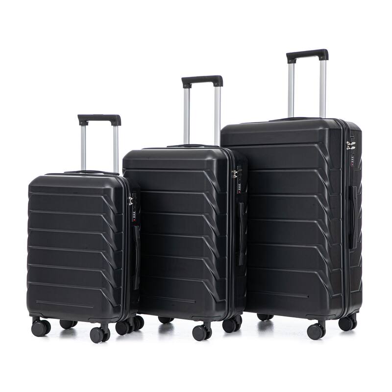 Fashion Luggage Lightweight Luggage, 3-Piece Set with Combination Lock and Universal Wheels, for Boarding and Travel - Black