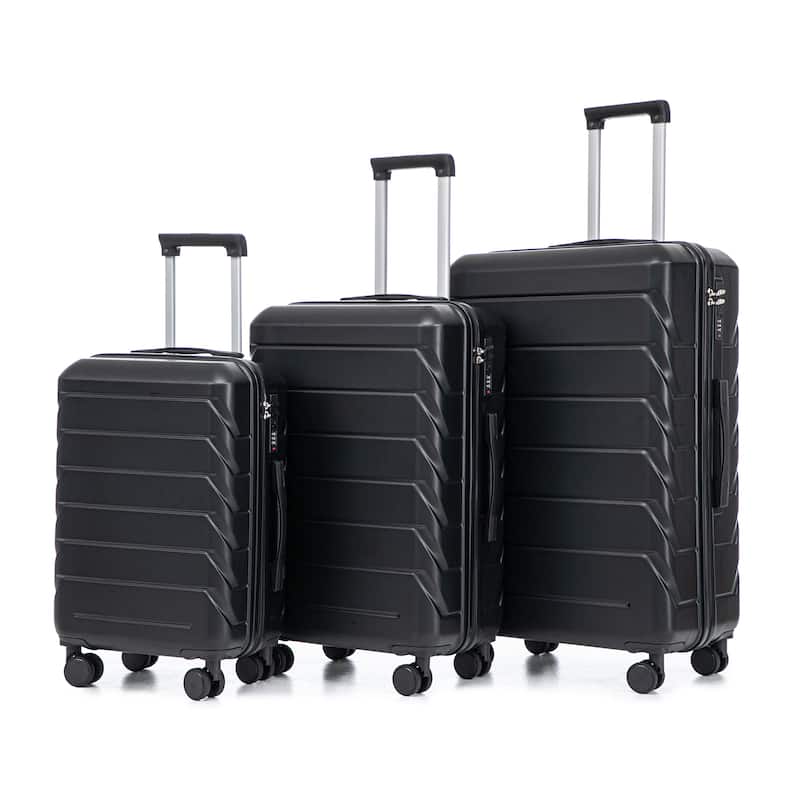 Three pcs/set in ABS Spinner Wheel Luggage - Black