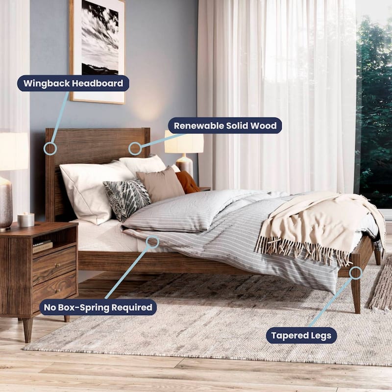 Grain Wood Furniture Mid Century Panel Bed