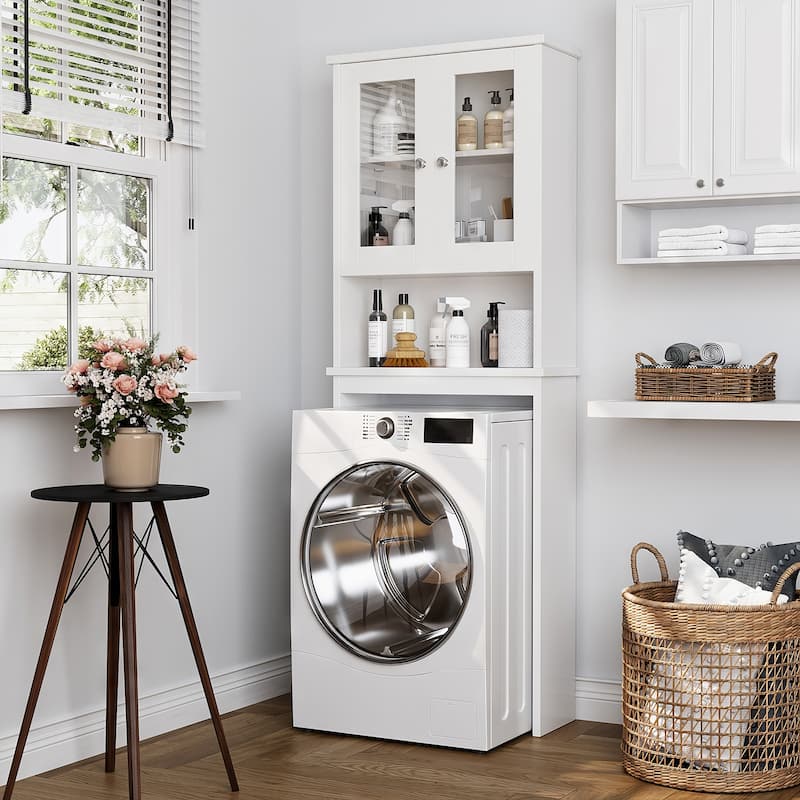 Futzca Over The Toilet Storage Cabinet - Glass/White