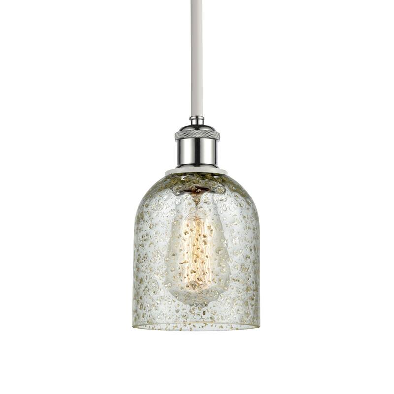 Innovations Lighting 516-1S-10-5 Caledonia Pendant Caledonia 5" Wide - Mica / White and Polished Chrome