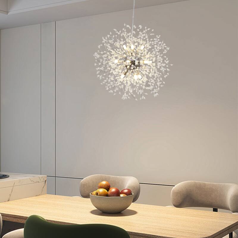 12-Light Linear Foyer Chandelier Lighting with Blowball Accent for Dining Room Kitchen Island