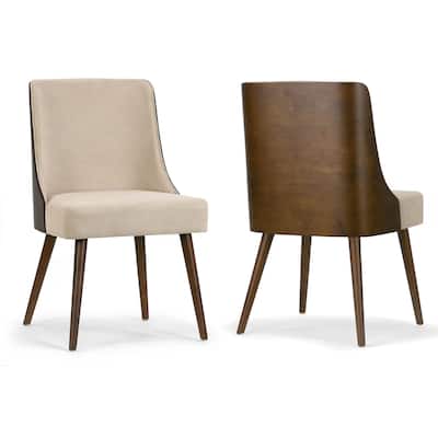 Asma Beige Fabric Chair with Dark Brown Bentwood Back (Set of 2)