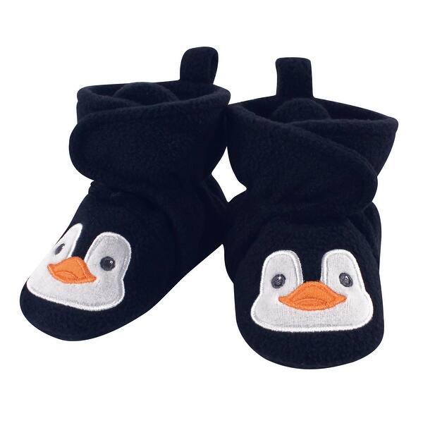 slide 1 of 1, Hudson Baby Infant and Toddler Boy Cozy Fleece Booties, Navy Penguin 0-6 Months - Navy Penguin