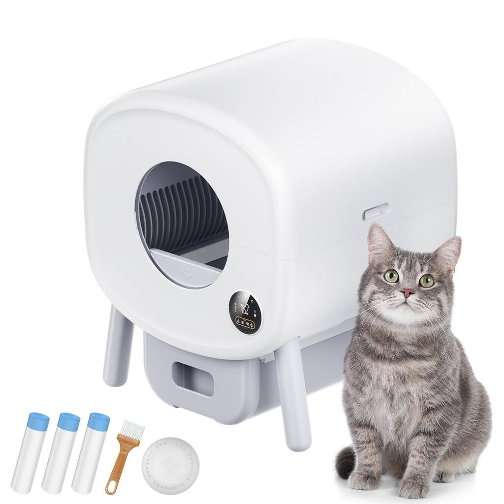 Grey 75 Liter Self Cleaning Cat Litter Box with Odor Removal APP Control Sensor