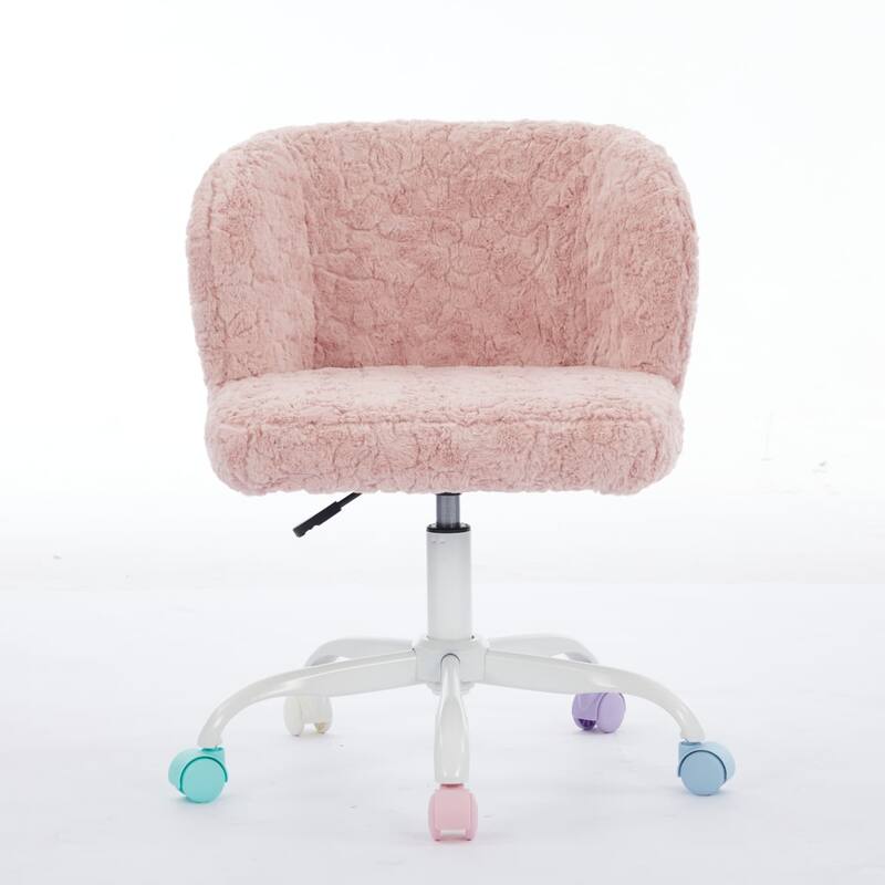 Home Office Adjustable Desk Chair, Swivel Vanity Chair with Metal Base