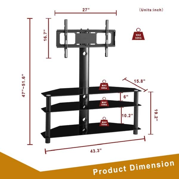 Swivel Floor Tv Stand With Mount Height Adjustable Universal 3 Tier Tv Standfor 32 65 Inch Lcd Led Flat Or Curved Screen Tv Overstock 31491303
