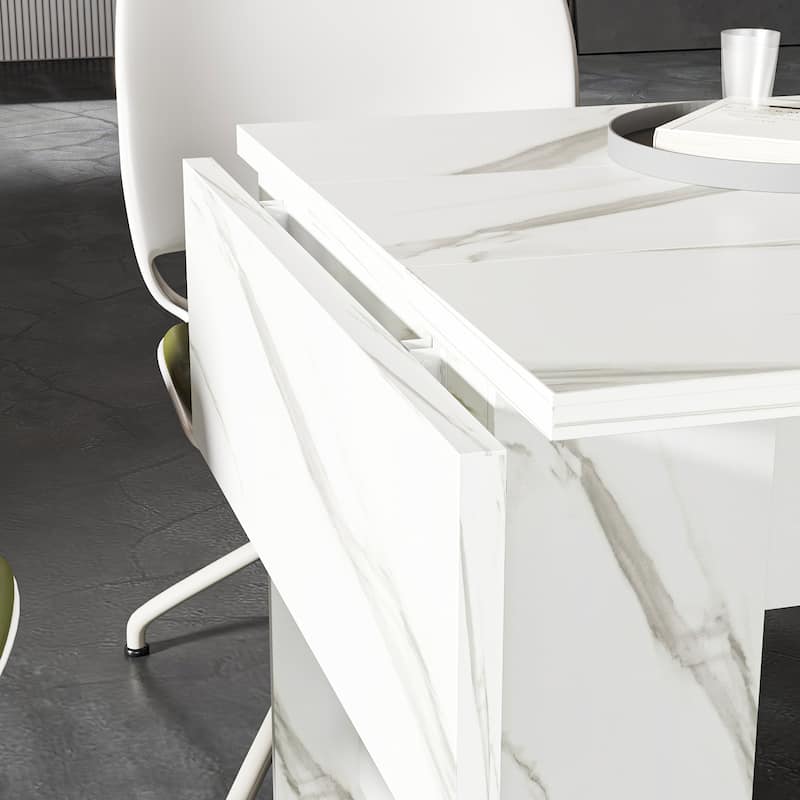 Modern Expandable Coffee Table with Foldable Sides Minimalist Wood Design for Living Room or Bedroom