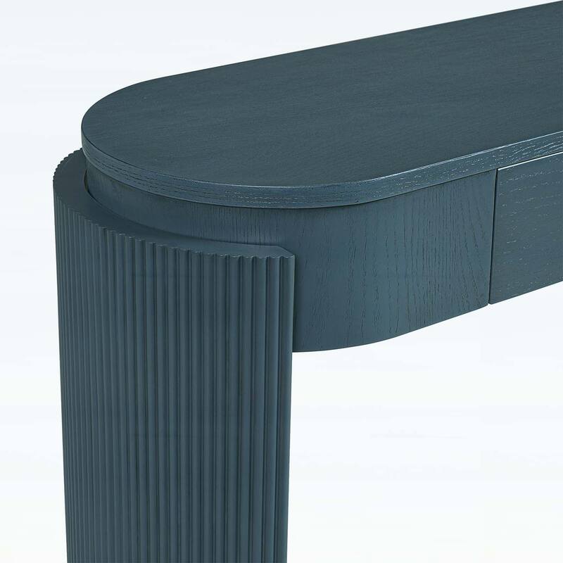 Console Table with Fluted Legs,Oval Top and 2 Drawers for Modern and Elegant Living Spaces