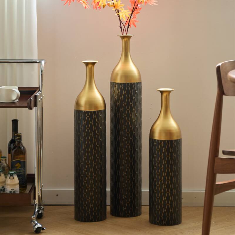 Home Decorated Floor Metal Vases (Set of 3)
