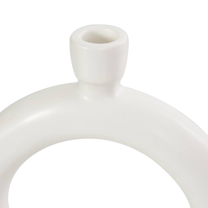 Ceramic Geometric Ring Candle Holder - Set of 2 Black - CosmoLiving by Cosmopolitan