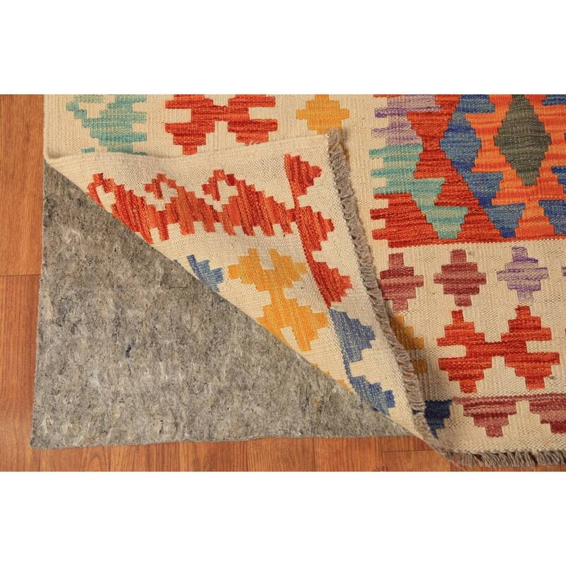 Reversible Kilim Oriental Area Rug Hand-Woven Wool Carpet - 8'1" x 10'4"