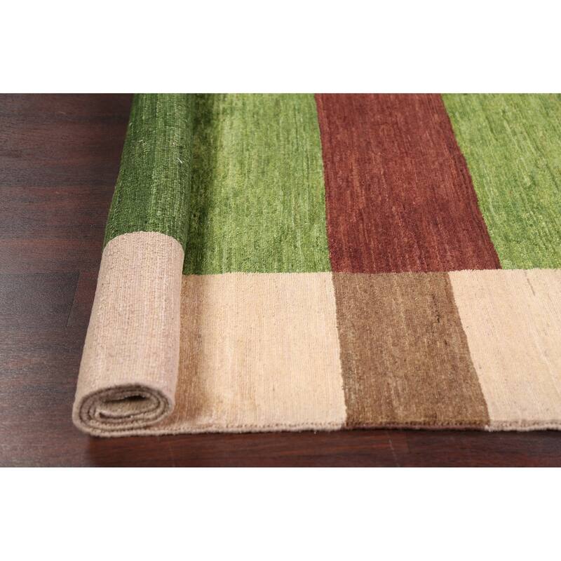 Hand Knotted Oriental 100% Wool Carpet Tribal Contemporary Green Gabbeh (kashkoli) Area Rug - 5' 1'' X 3' 5''