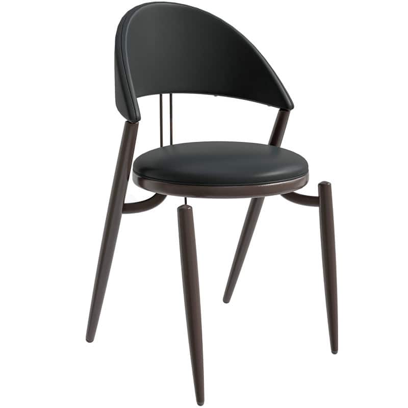 Venice Series Modern Leather Dining Chair - Curved Open Back Accent Chair - Industrial Metal Leg Restaurant & Home Seating