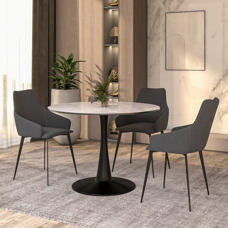 LeisureMod Round Dining Table 40" Sintered Stone Tabletop