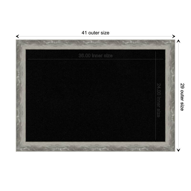 Waveline Silver Narrow Framed Black Corkboard Bulletin Board - Board Size 36x24