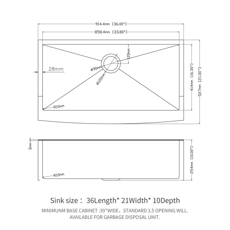 Farmhouse 16 Gauge Single Bowl Stainless Steel Kitchen Sink