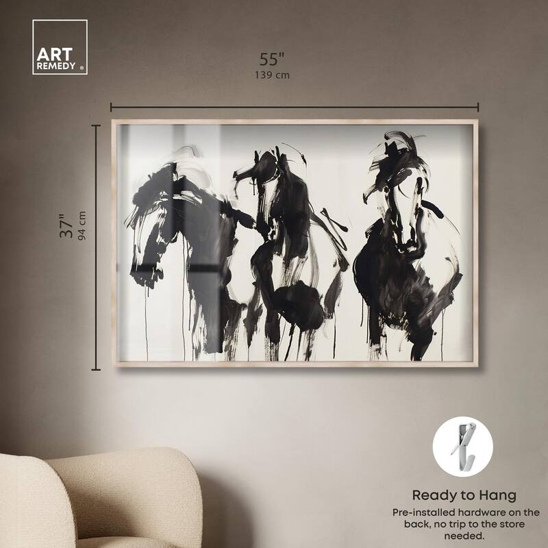 Horses in Ink Shadowbox by Art Remedy