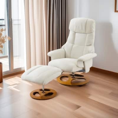 360° Swivel Ergonomic Recliner Chair with Ottoman, Adjustable Backrest, 5 Vibration Massage, Seat Heating, Chenille Fabric