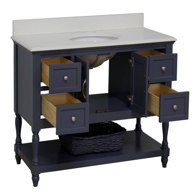 KitchenBathCollection Beverly 48" Bathroom Vanity with Quartz Top