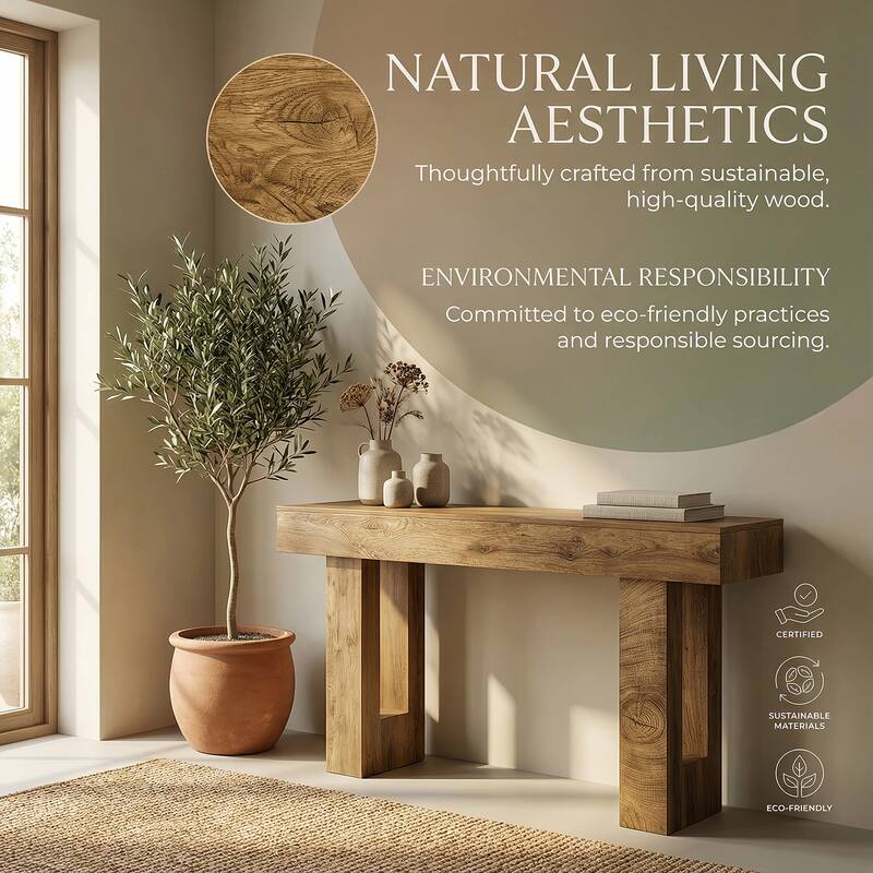 Anmytek Farmhouse Console Table,Wooden Rectangular Sofa Table Behind Couch for Entrance