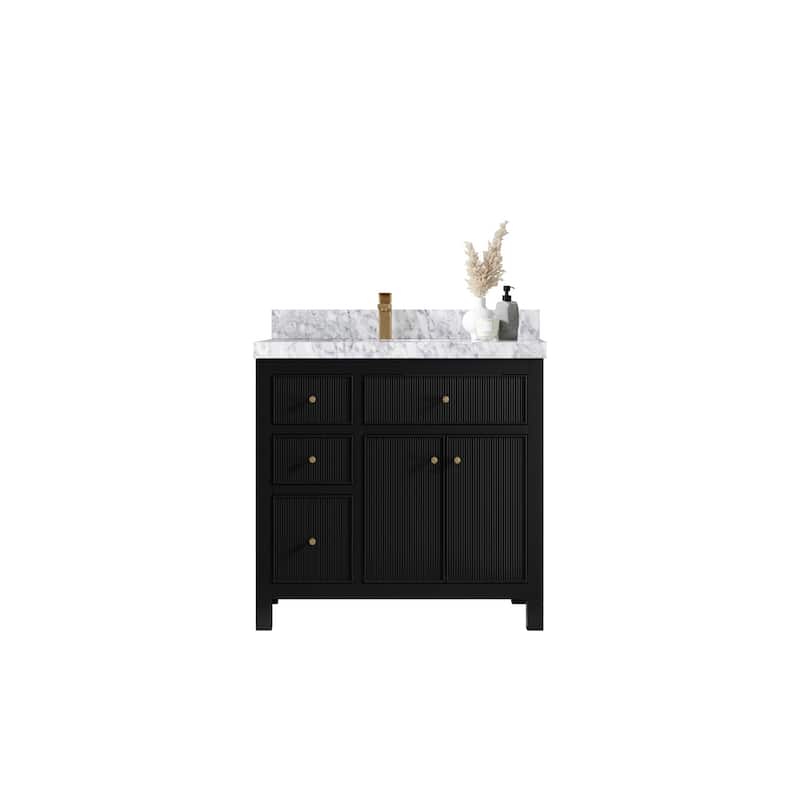 Willow Collections 36 in W x 22 in D Sonoma Left Offset Free Standing Reeded Bathroom Vanity with Countertop