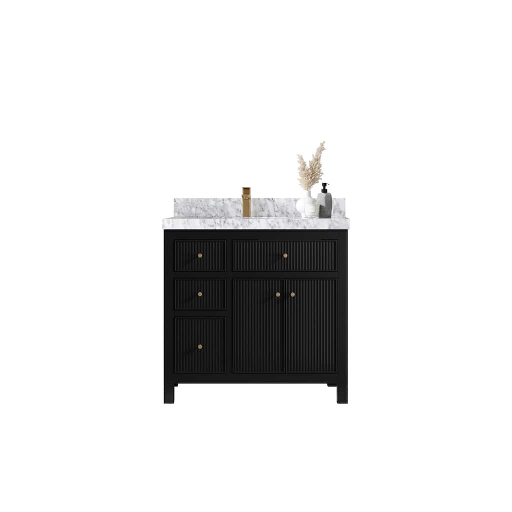Willow Collections 36 in W x 22 in D Sonoma Left Offset Free Standing Reeded Bathroom Vanity with Countertop
