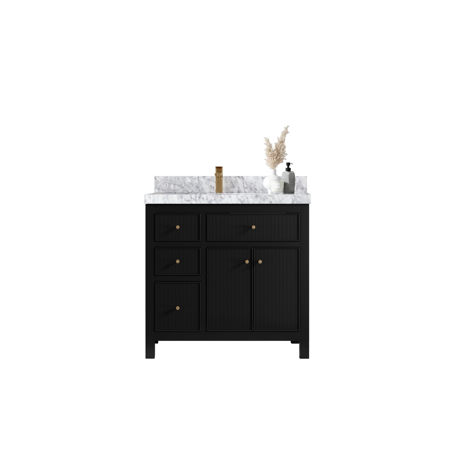 Willow Collections 36 in W x 22 in D Sonoma Left Offset Free Standing Reeded Bathroom Vanity with Countertop