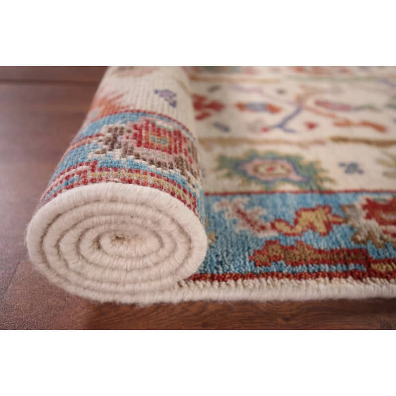 Ivory Oushak Indian Accent Rug Hand-Knotted Wool Carpet - 2'6"x 5'9"