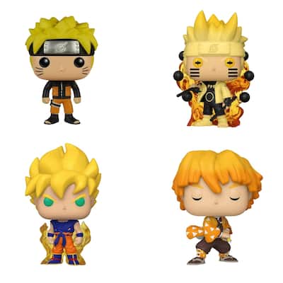 Funko Pop! 4 Pack Naruto: Naruto #71, Naruto (Six Path Sage) #932, Super Saiyan Goku #860, Zenitsu Agatsuma #869