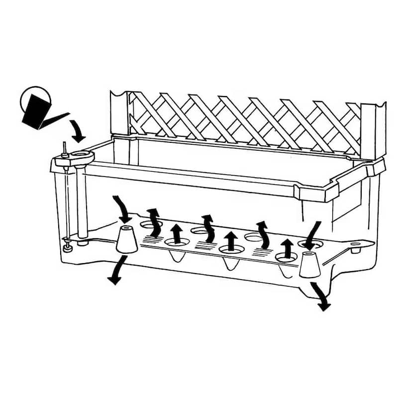Grey Plastic Self-Watering Garden Planter with Trellis and Wheels Outdoor - 31 W x 13.50 D x 53 H inches