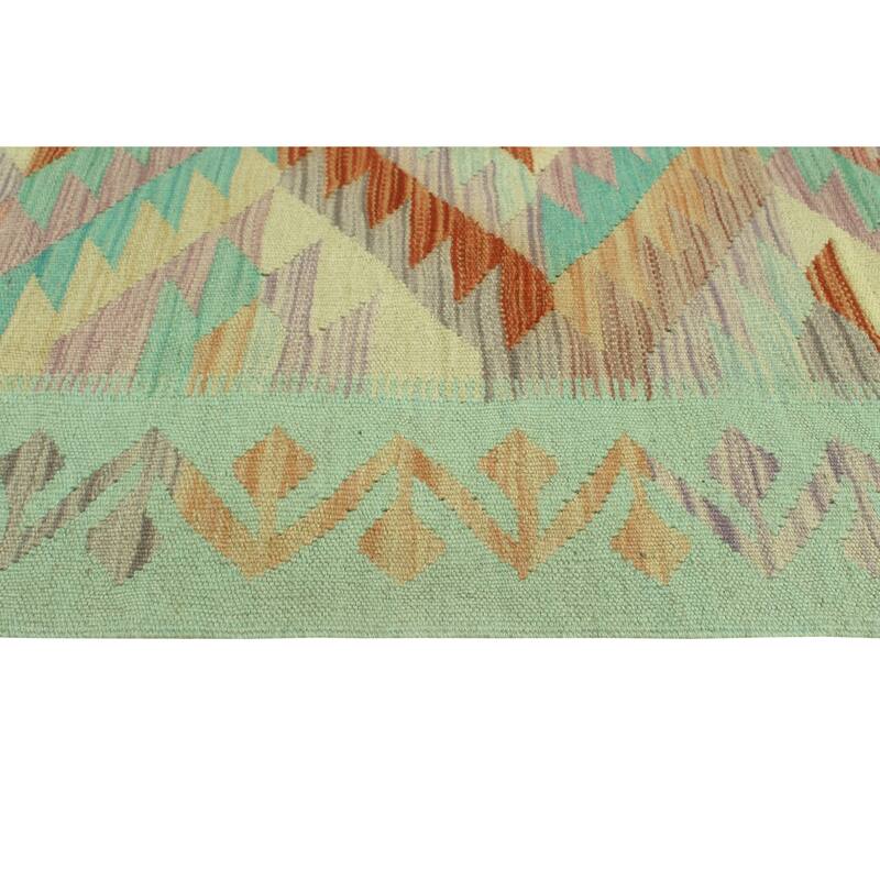 Sun Faded Flatweave Beore Red/Blue-Green Rug - 6'1" x 9'8"