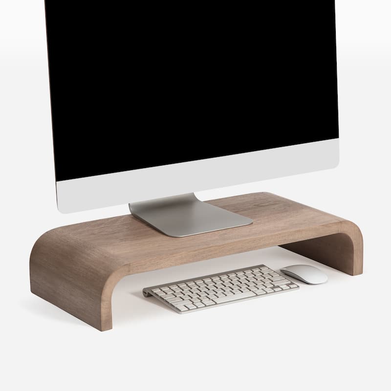 Jani Wood Monitor Stand Riser Desk - Ergonomic Design Stand, Desktop Organizer Table for Home, Office Workspace, Gaming Desk