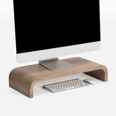 Jani Wood Monitor Stand Riser Desk - Ergonomic Design Stand, Desktop Organizer Table for Home, Office Workspace, Gaming Desk