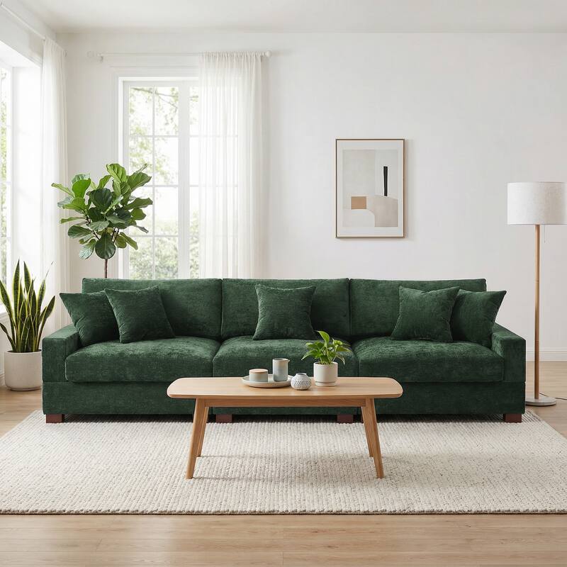 Oversized Chenille Modular Sectional Sofa With Deep Seat