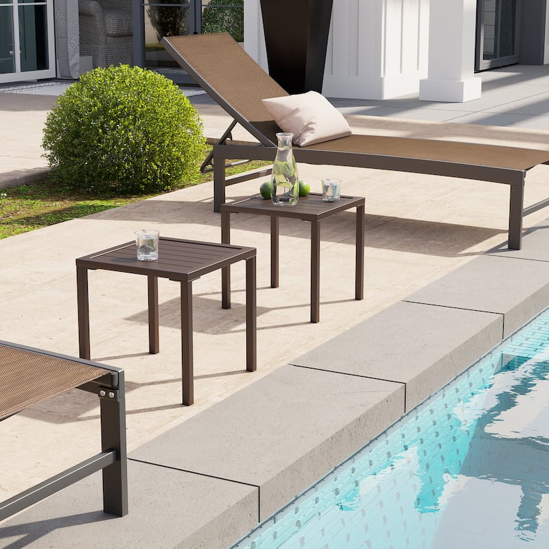 Outdoor Aluminum End Table Square Patio Side Table - 15.7" L x 15.7" W x 15.9" H