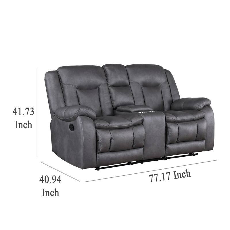 Olaf Dual Manual Recliner Loveseat, Dark Gray Faux Leather 77 Inch