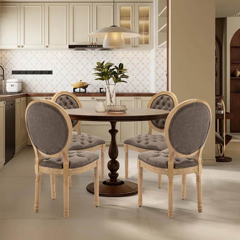 Upholstered French Style Nailhead Dining Chairs(Set of 4)