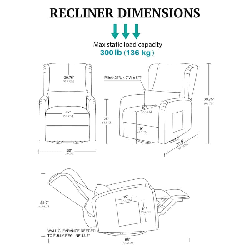Madison Park Candace Power Recliner 3-in-1 with Swivel, Glider, USB Ports